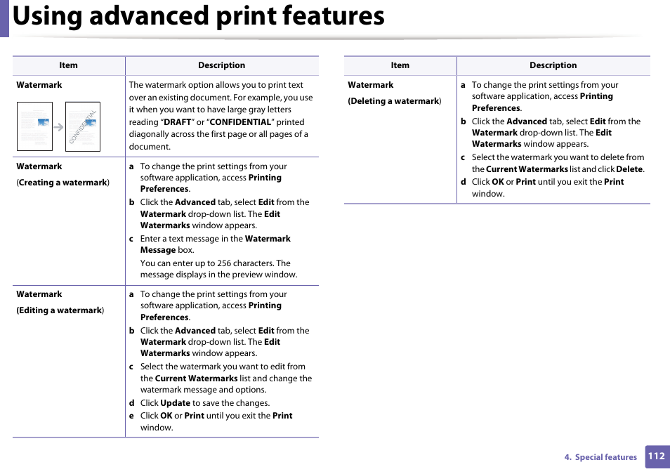 Using advanced print features | Dell B1260dn Laser Printer User Manual | Page 113 / 151