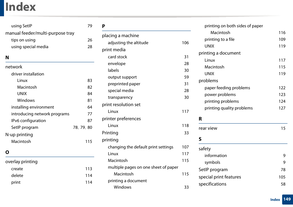 Index | Dell B1260dn Laser Printer User Manual | Page 150 / 151