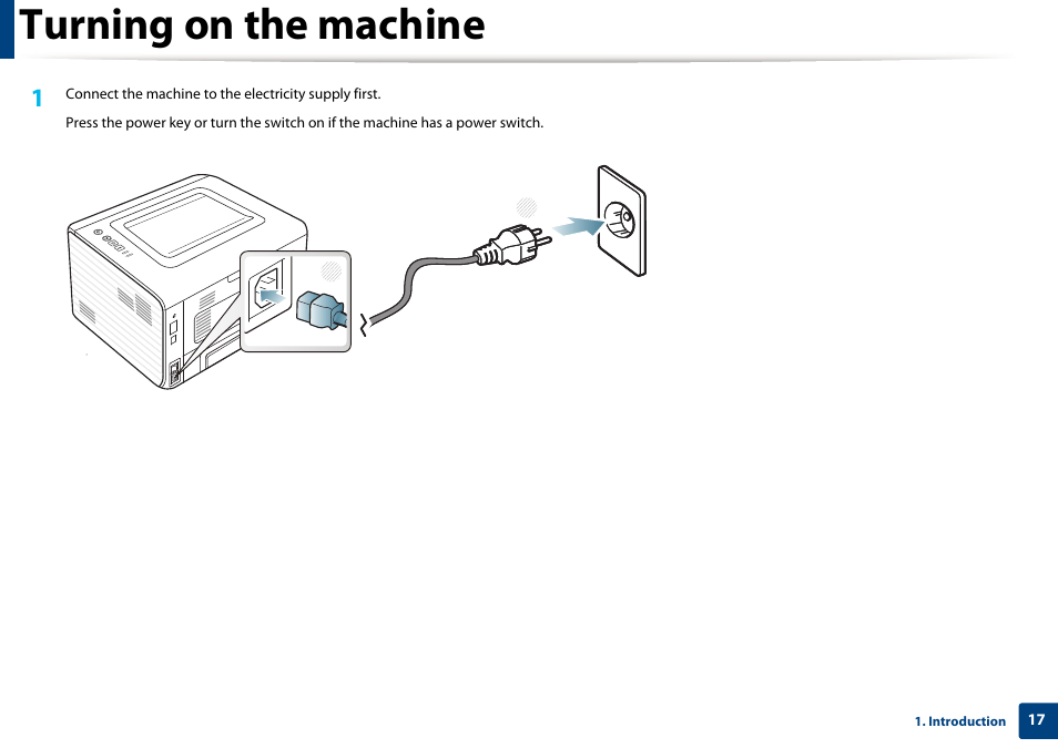 Turning on the machine | Dell B1260dn Laser Printer User Manual | Page 17 / 151