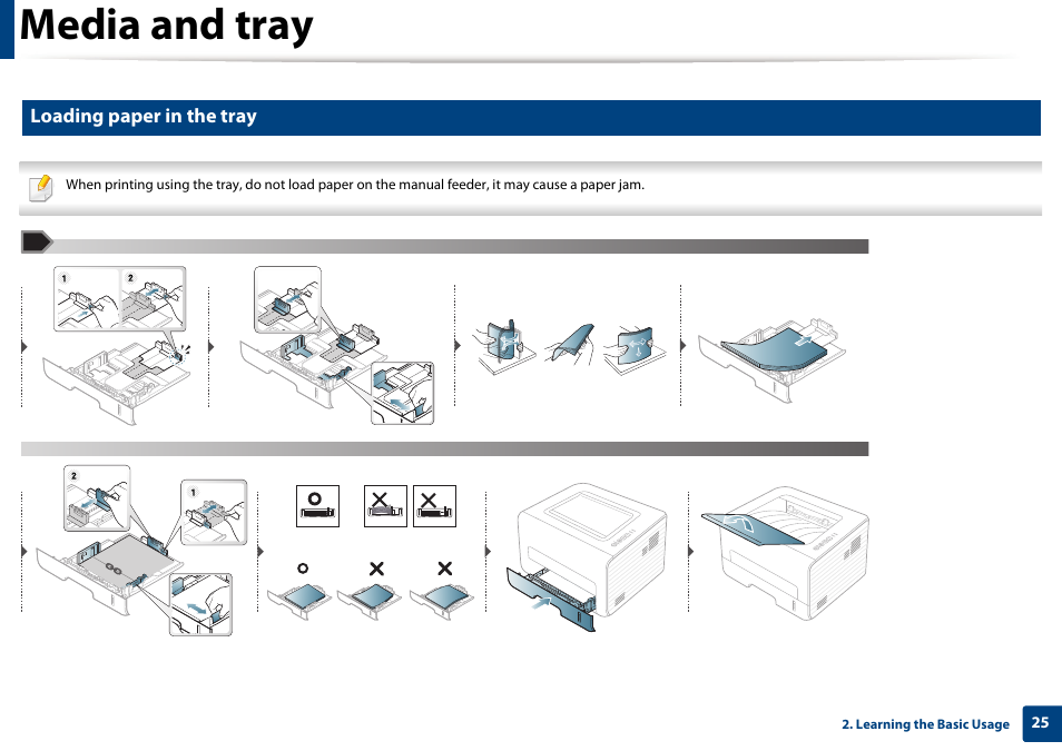 Media and tray, Loading paper in the tray | Dell B1260dn Laser Printer User Manual | Page 25 / 151