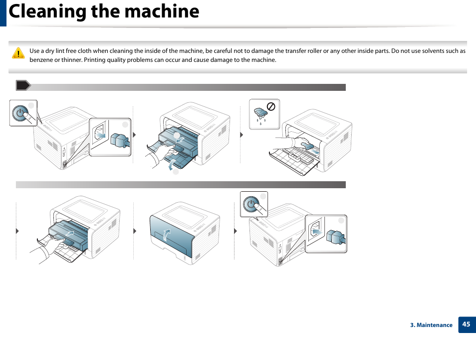 Cleaning the machine | Dell B1260dn Laser Printer User Manual | Page 45 / 151