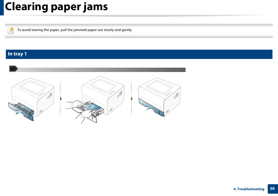 Clearing paper jams | Dell B1260dn Laser Printer User Manual | Page 50 / 151