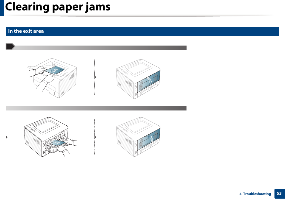 Clearing paper jams | Dell B1260dn Laser Printer User Manual | Page 53 / 151