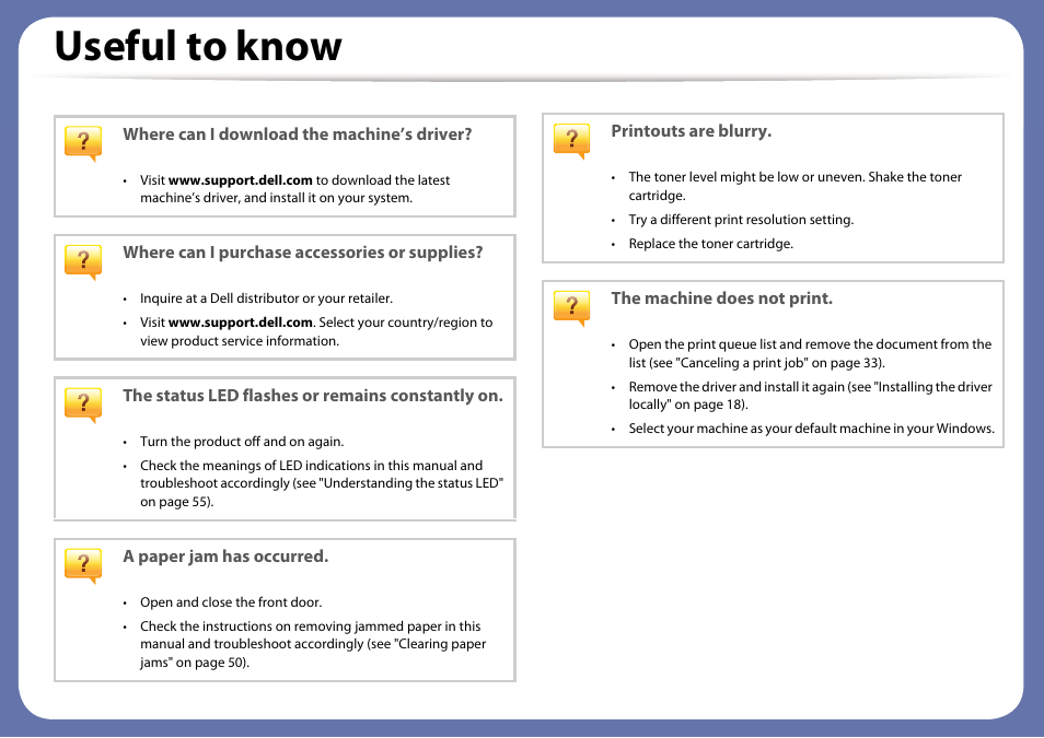 Useful to know | Dell B1260dn Laser Printer User Manual | Page 7 / 151