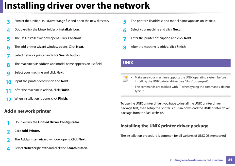 Installing driver over the network | Dell B1260dn Laser Printer User Manual | Page 84 / 151