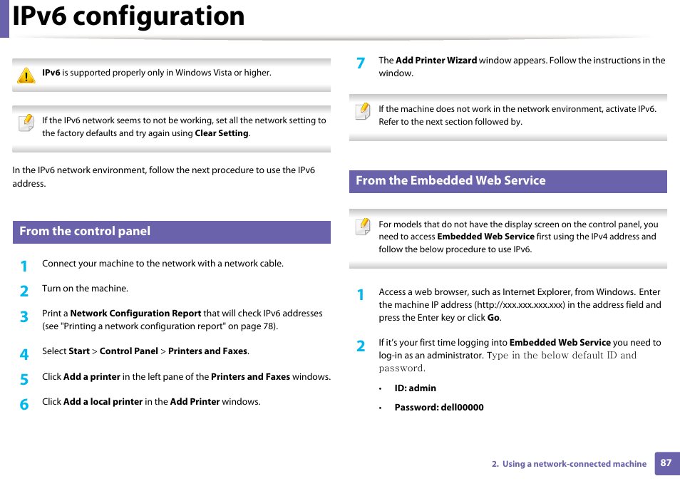 Ipv6 configuration | Dell B1260dn Laser Printer User Manual | Page 87 / 151