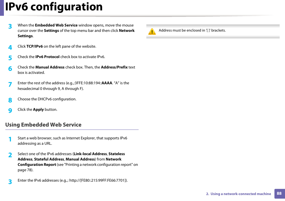 Ipv6 configuration | Dell B1260dn Laser Printer User Manual | Page 88 / 151