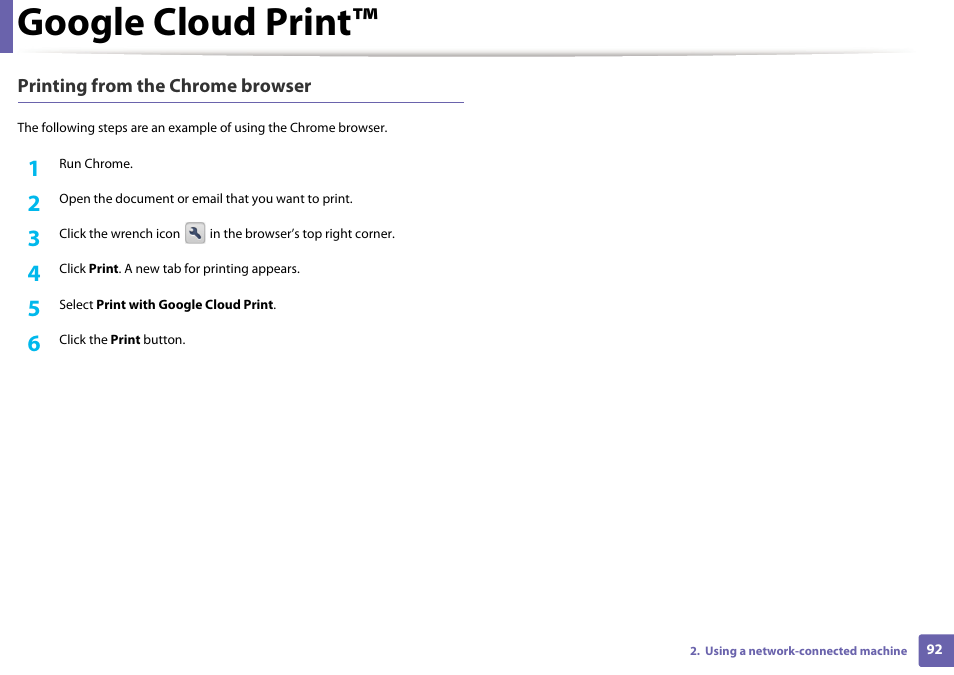 Google cloud print | Dell B1260dn Laser Printer User Manual | Page 92 / 151