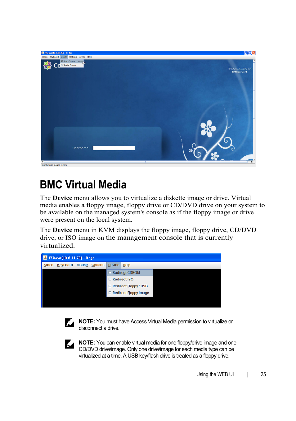 Bmc virtual media | Dell PowerEdge C6145 User Manual | Page 25 / 76
