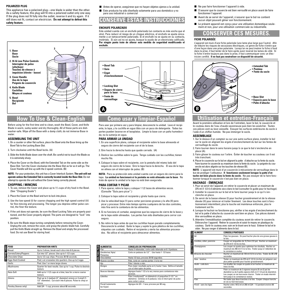 Use & clean, Como usar y limpiar, Utilisation et entretien | How to use & clean-english, Conserve estas instrucciones, Conserver ces mesures | Black & Decker SC400 User Manual | Page 7 / 7