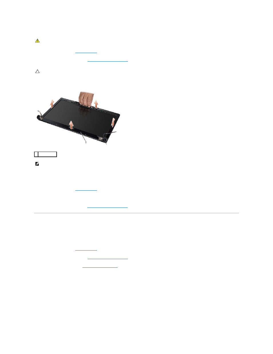 Display panel, Replacing the display bezel, Removing the display panel | Dell Studio 15 (1555, Early 2009) User Manual | Page 17 / 49