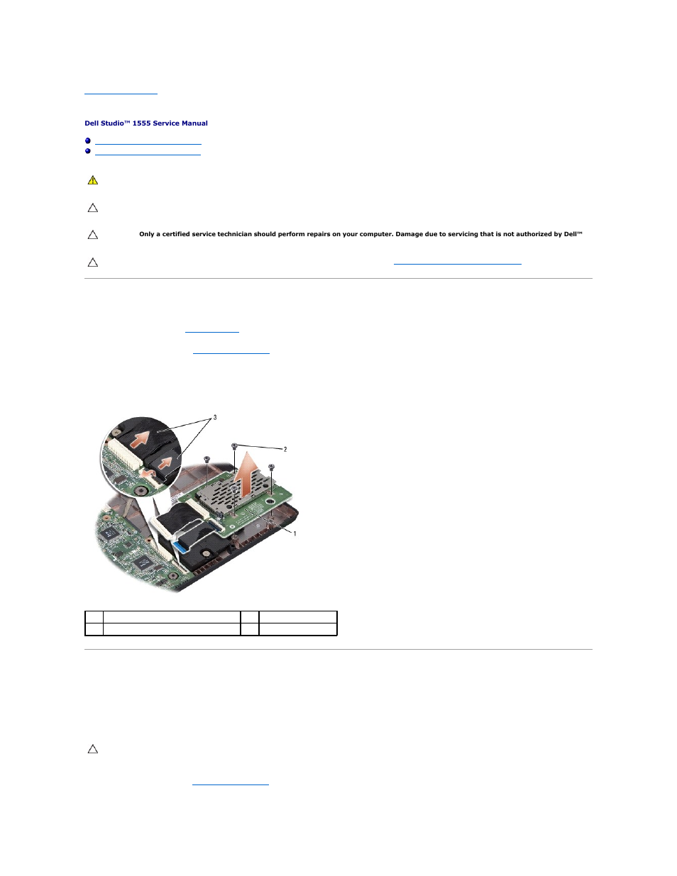 Expresscard board, Removing the expresscard board, Replacing the expresscard board | Dell Studio 15 (1555, Early 2009) User Manual | Page 20 / 49