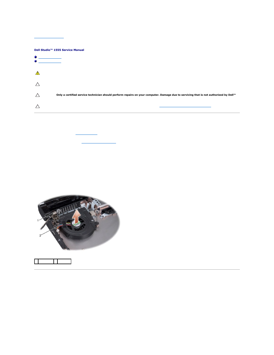 Removing the fan, Replacing the fan | Dell Studio 15 (1555, Early 2009) User Manual | Page 22 / 49