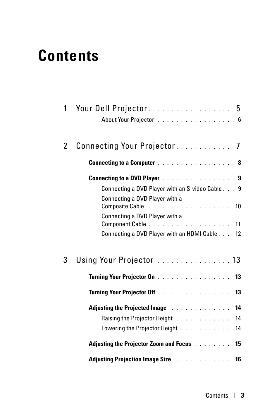 Dell M209X Projector User Manual | Page 3 / 44