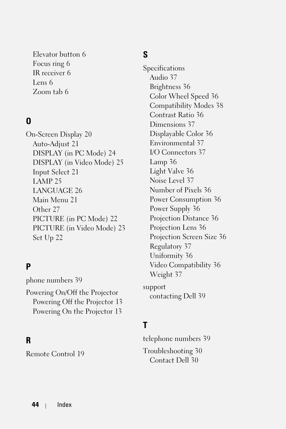 Dell M209X Projector User Manual | Page 44 / 44