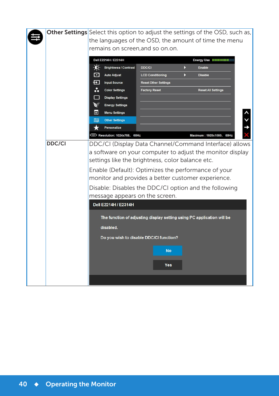 Dell E2314H Monitor User Manual | Page 40 / 70