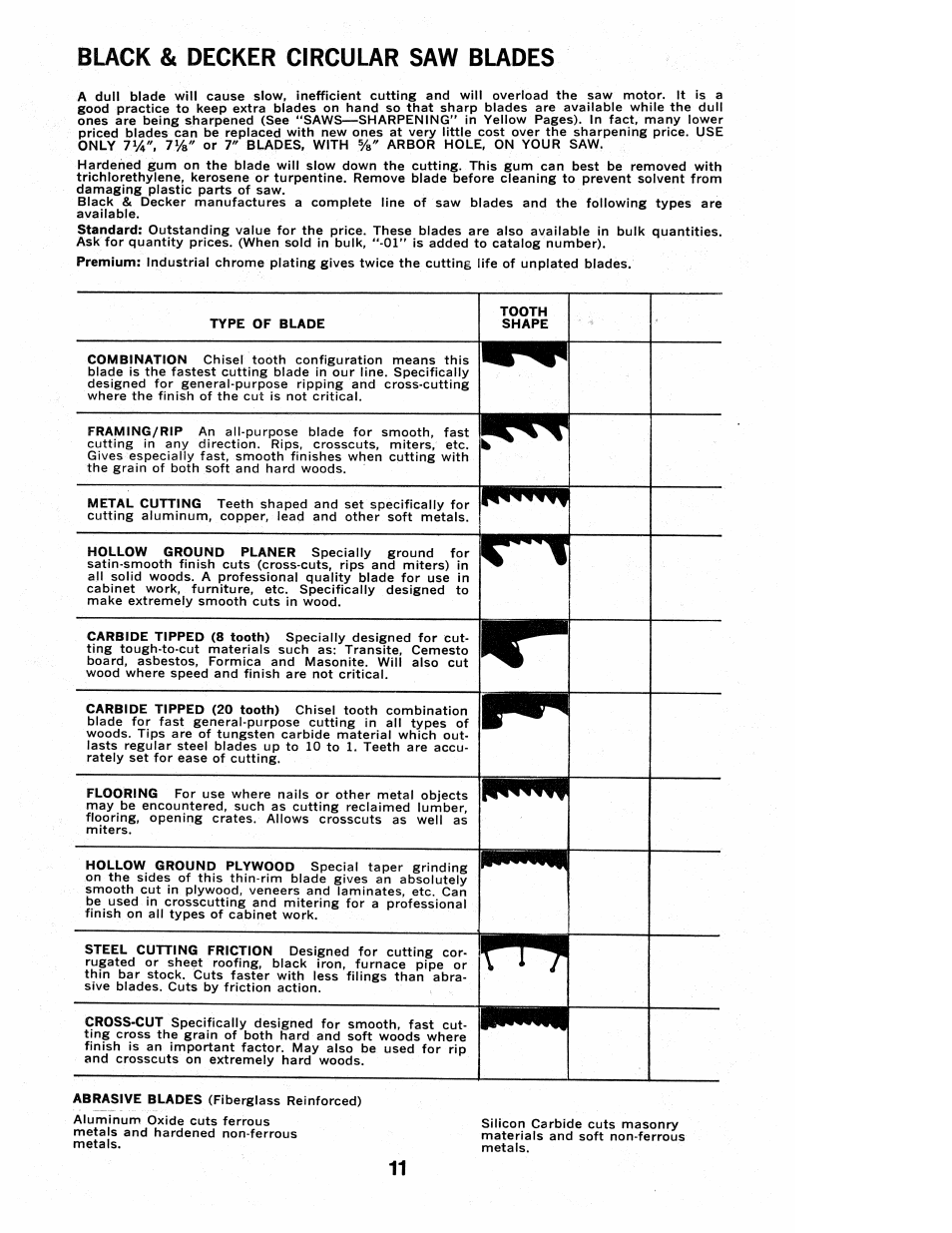 Black & decker circular saw blades | Black & Decker cat 3027-90 User Manual | Page 11 / 12