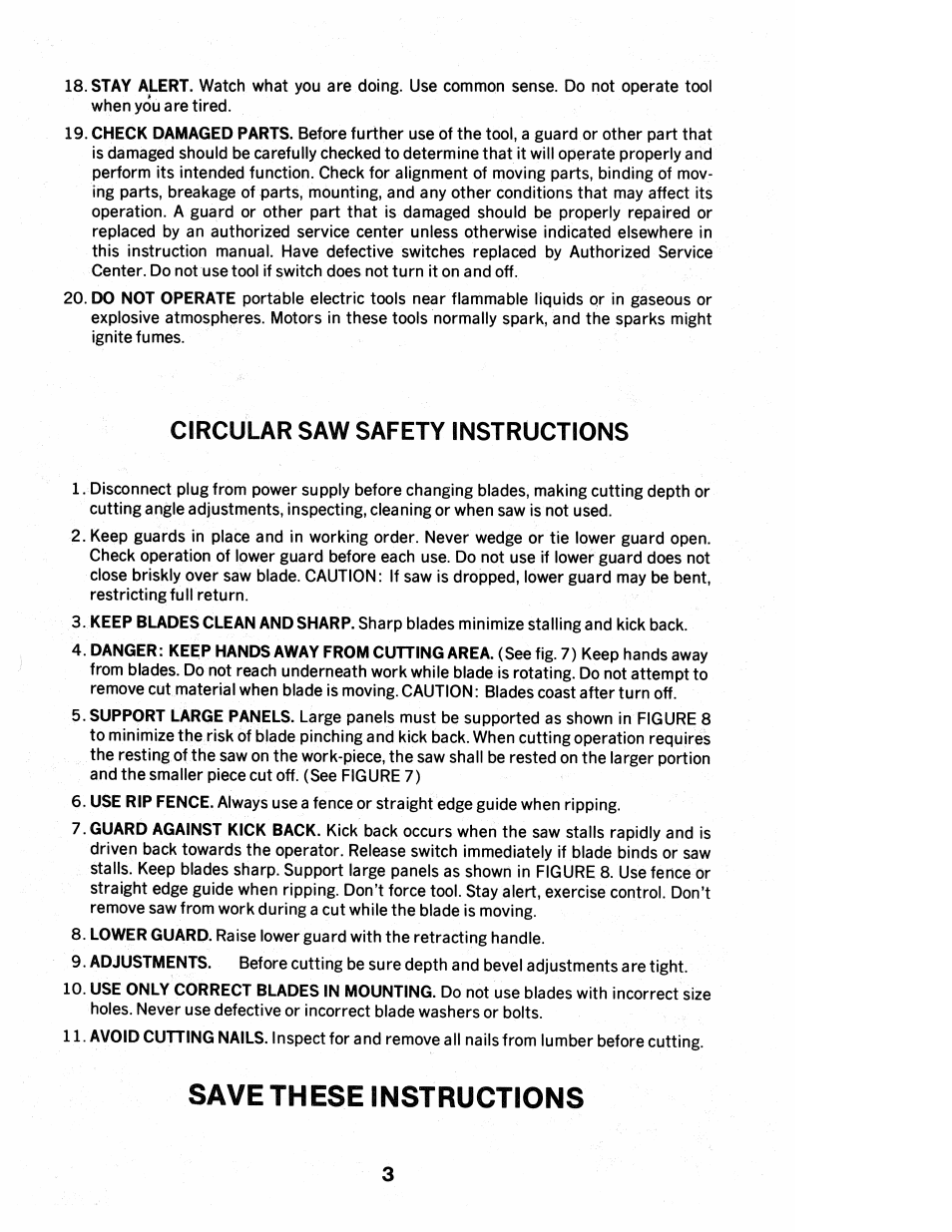 Save these instructions, Circular saw safety instructions | Black & Decker cat 3027-90 User Manual | Page 3 / 12