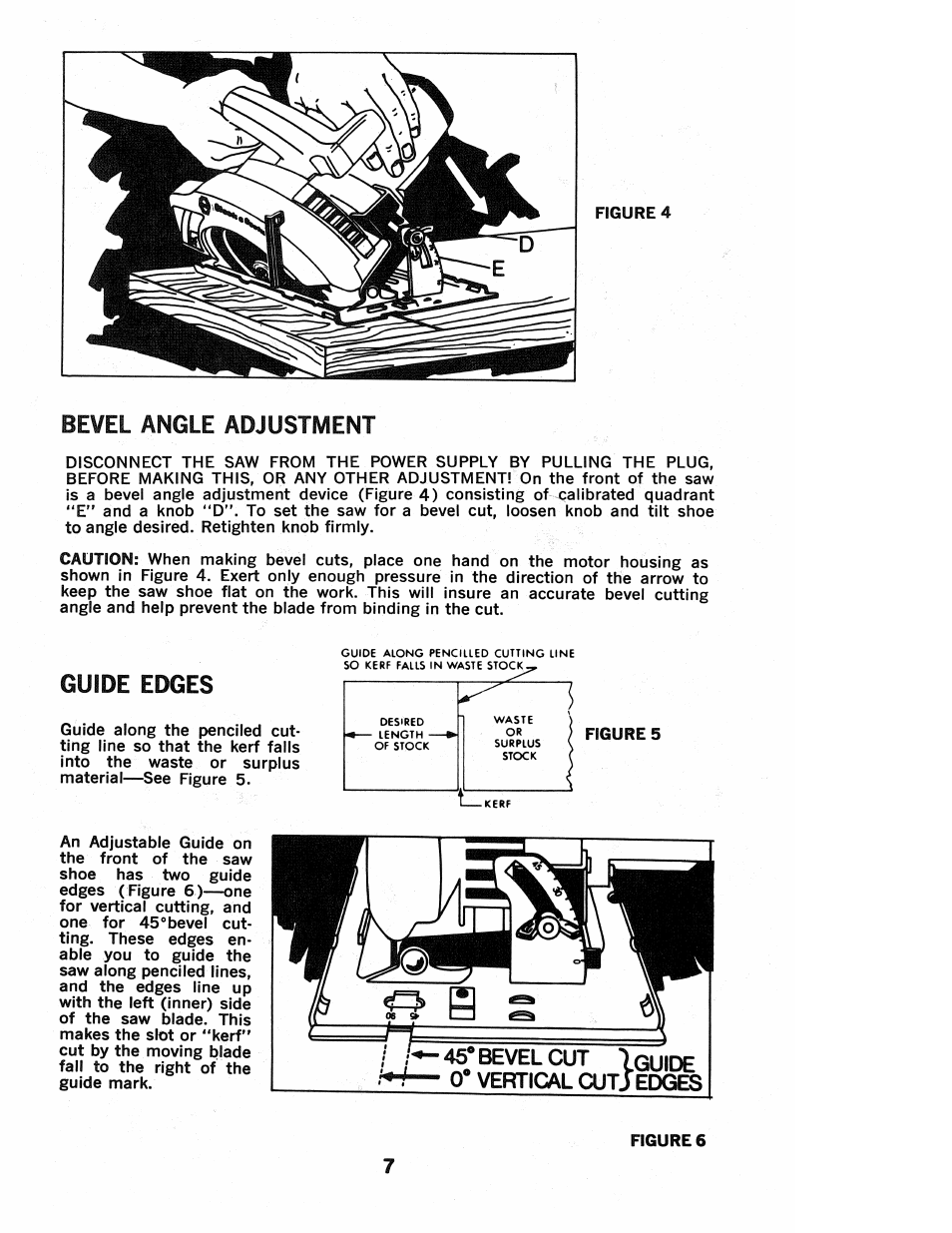Bevel angle adjustment, Guide edges, Figure 5 | Black & Decker cat 3027-90 User Manual | Page 7 / 12