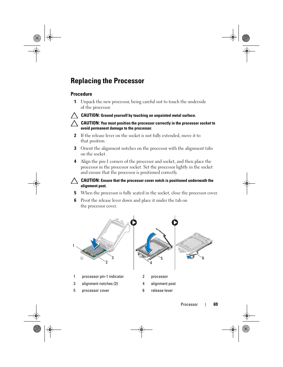 Replacing the processor, Procedure | Dell Inspiron One 2330 (Mid 2012) User Manual | Page 69 / 140