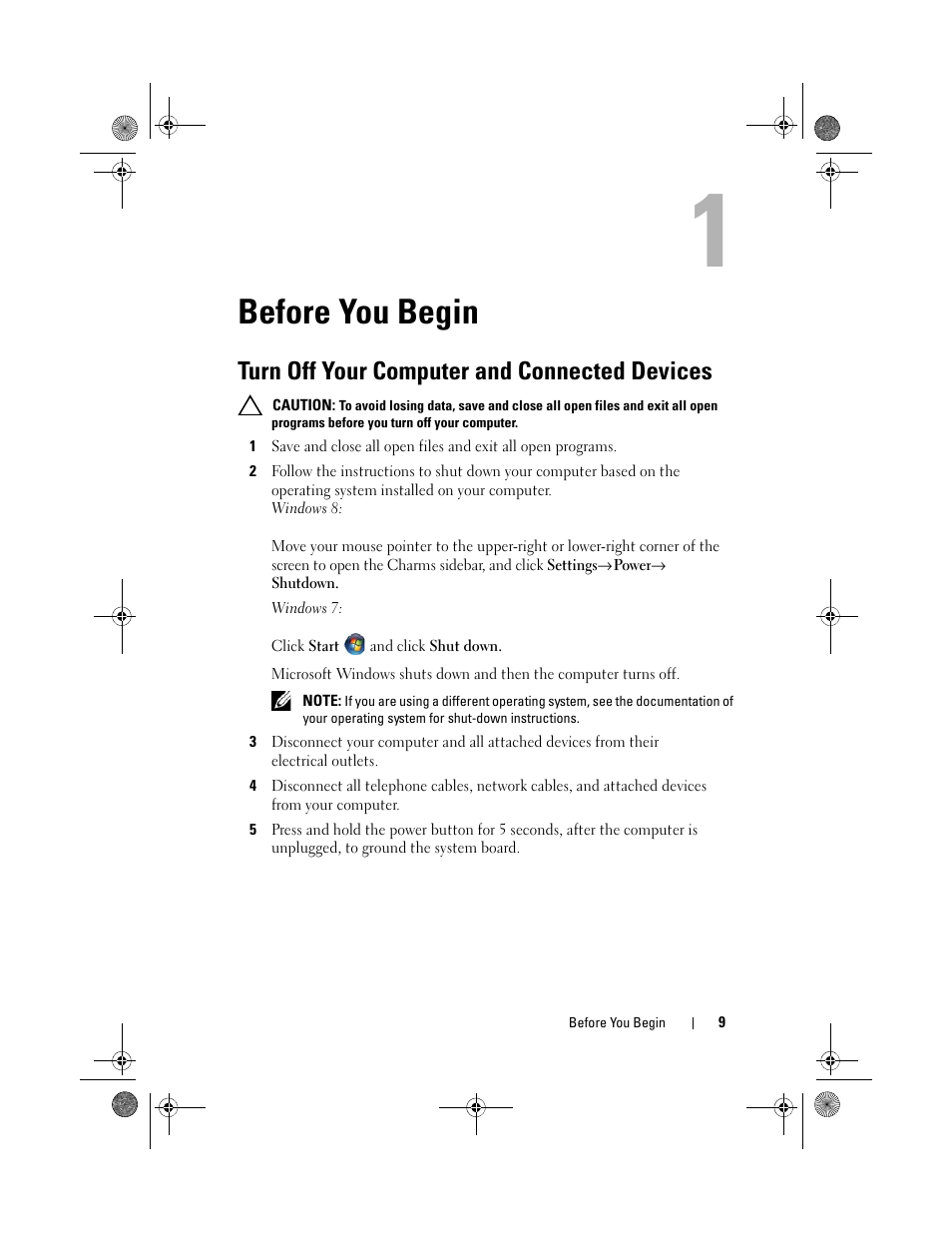 Before you begin, Turn off your computer and connected devices | Dell Inspiron One 2330 (Mid 2012) User Manual | Page 9 / 140