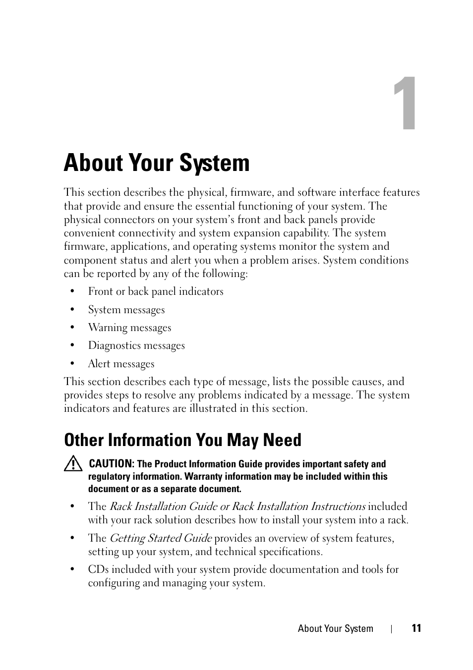 About your system, Other information you may need | Dell PowerEdge R900 User Manual | Page 11 / 190