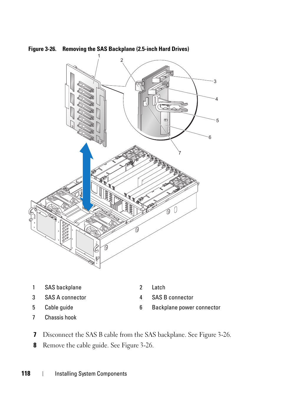 From the sas backplane. see figure 3-26 | Dell PowerEdge R900 User Manual | Page 118 / 190