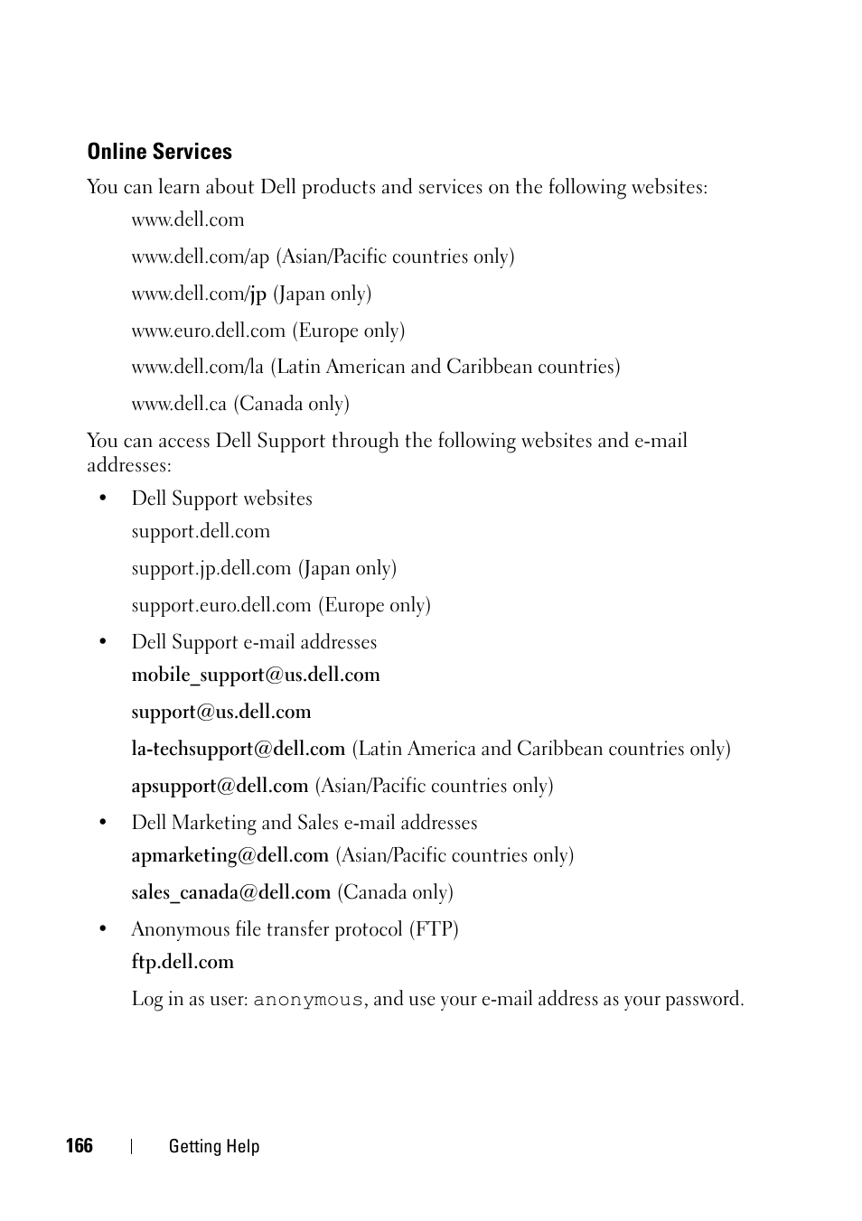 Online services | Dell PowerEdge R900 User Manual | Page 166 / 190