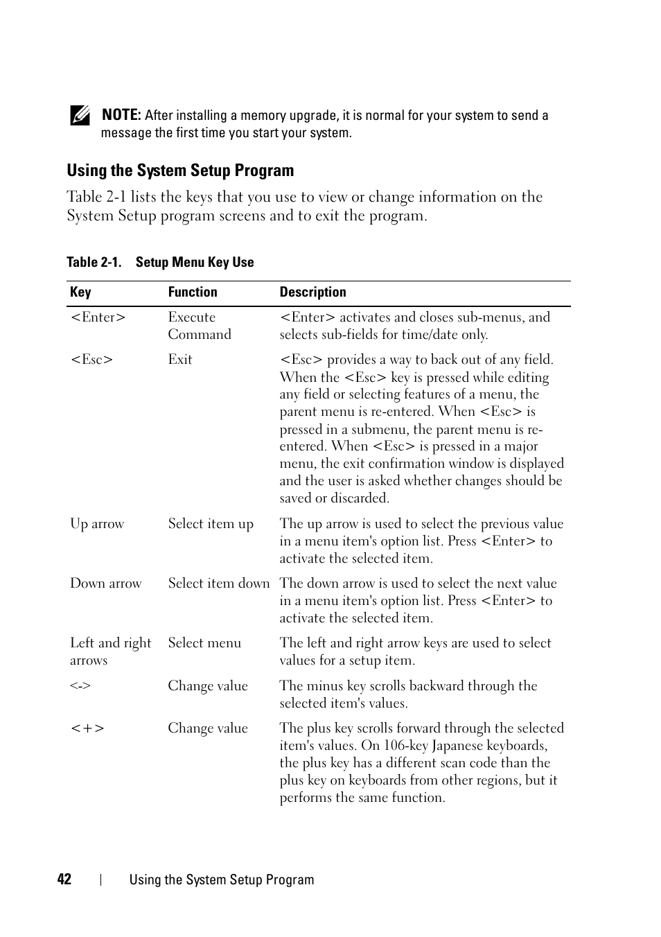 Using the system setup program | Dell PowerEdge R900 User Manual | Page 42 / 190