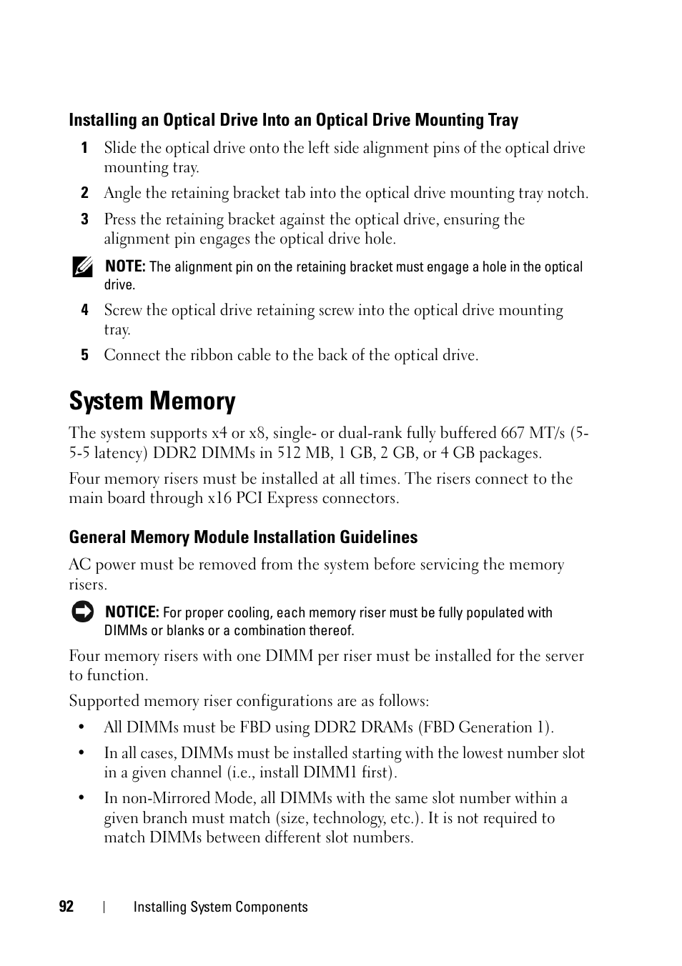 System memory, General memory module installation guidelines, General memory module | Installation guidelines" on | Dell PowerEdge R900 User Manual | Page 92 / 190