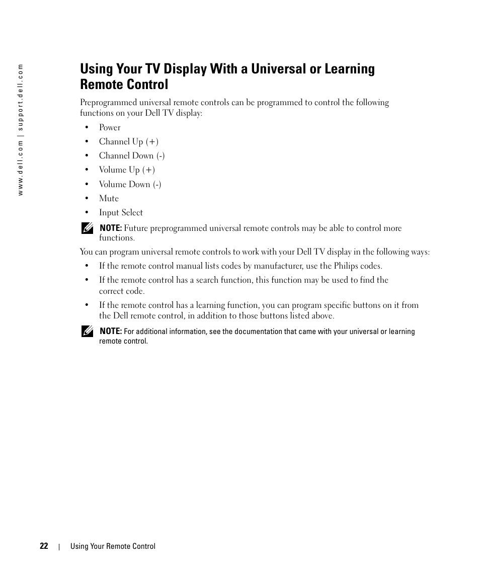 Dell W1900 User Manual | Page 22 / 44