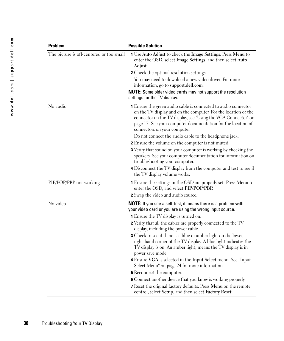 Dell W1900 User Manual | Page 38 / 44