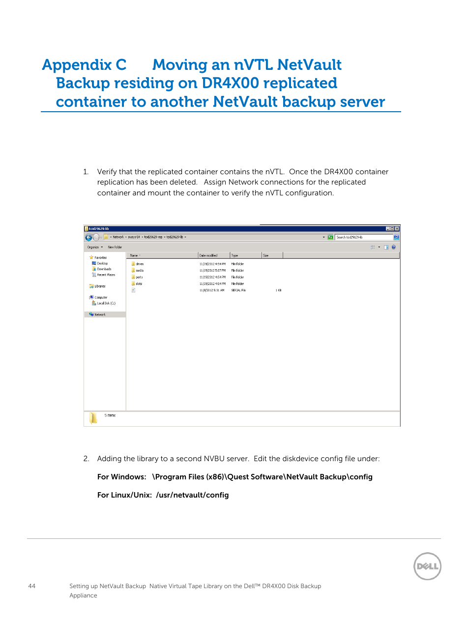 Appendix c, Backup server 44 | Dell PowerVault DR6000 User Manual | Page 44 / 63