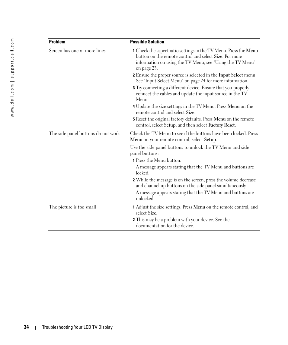 Dell LCD TV W2606C User Manual | Page 34 / 60