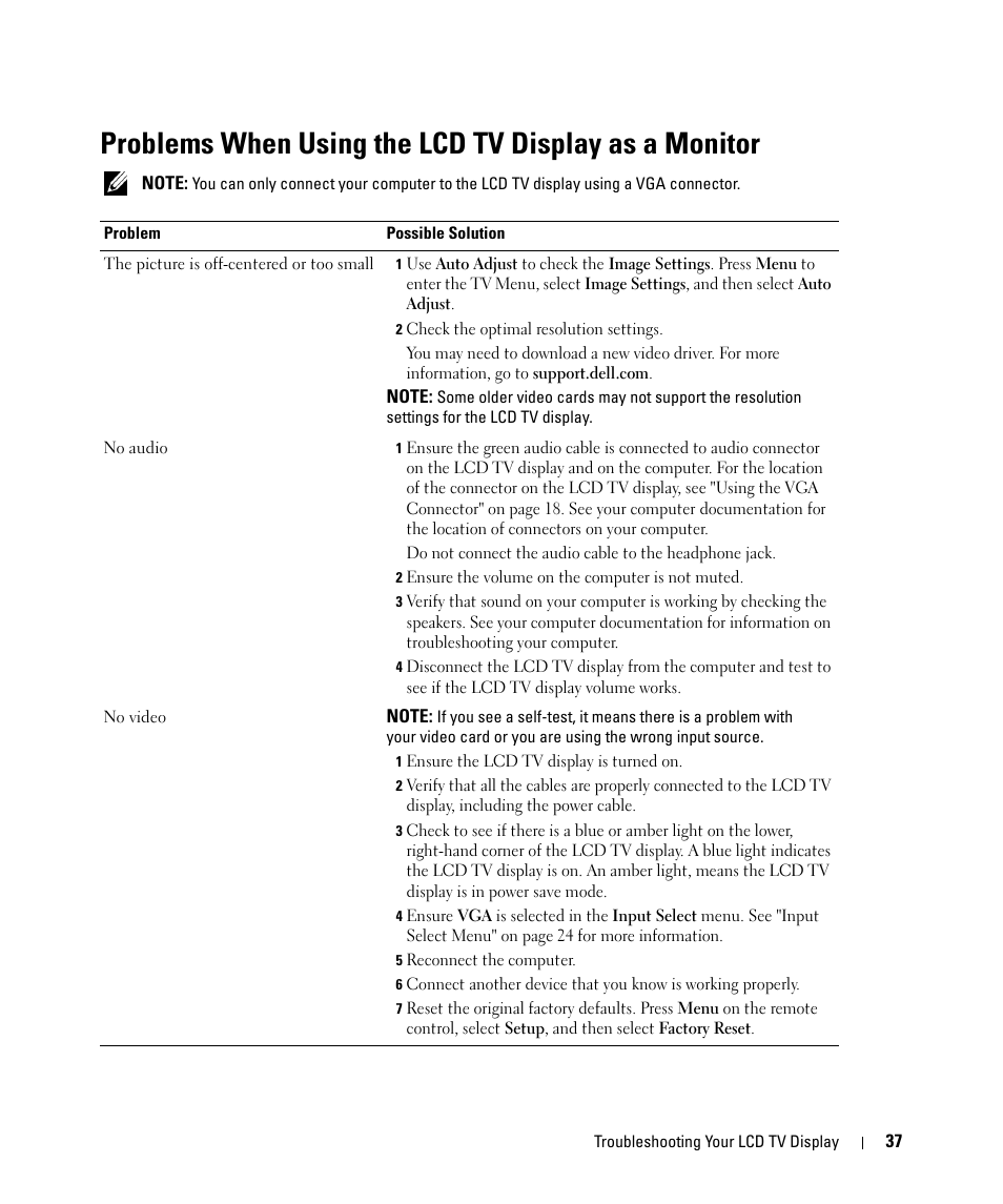 Dell LCD TV W2606C User Manual | Page 37 / 60