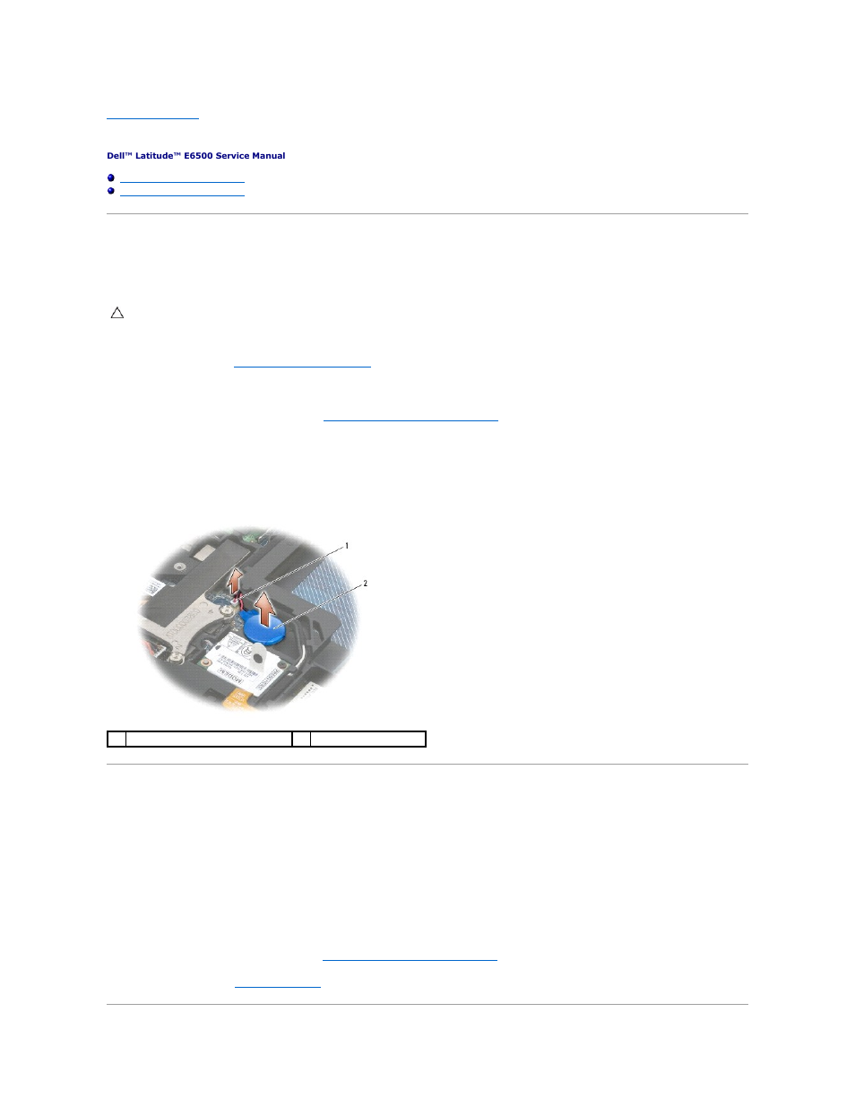 Coin-cell battery, Removing the coin-cell battery, Replacing the coin-cell battery | Dell Latitude E6500 (Mid 2008) User Manual | Page 10 / 72