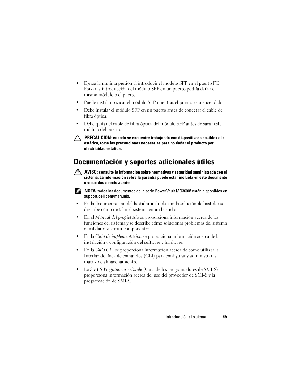 Documentación y soportes adicionales útiles | Dell POWERVAULT MD3620F User Manual | Page 67 / 90