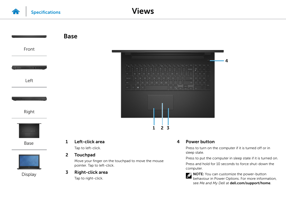 Base, Views | Dell Inspiron 15 (3541, Mid 2014) User Manual | Page 5 / 22