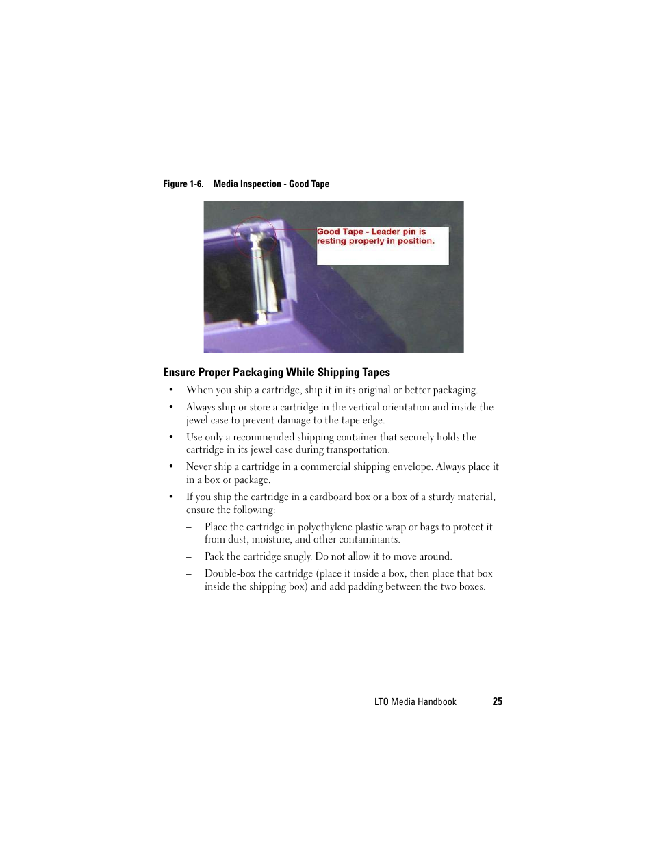 Ensure proper packaging while shipping tapes, Ensure proper packaging while shipping, Tapes | Dell PowerVault 124T User Manual | Page 25 / 28