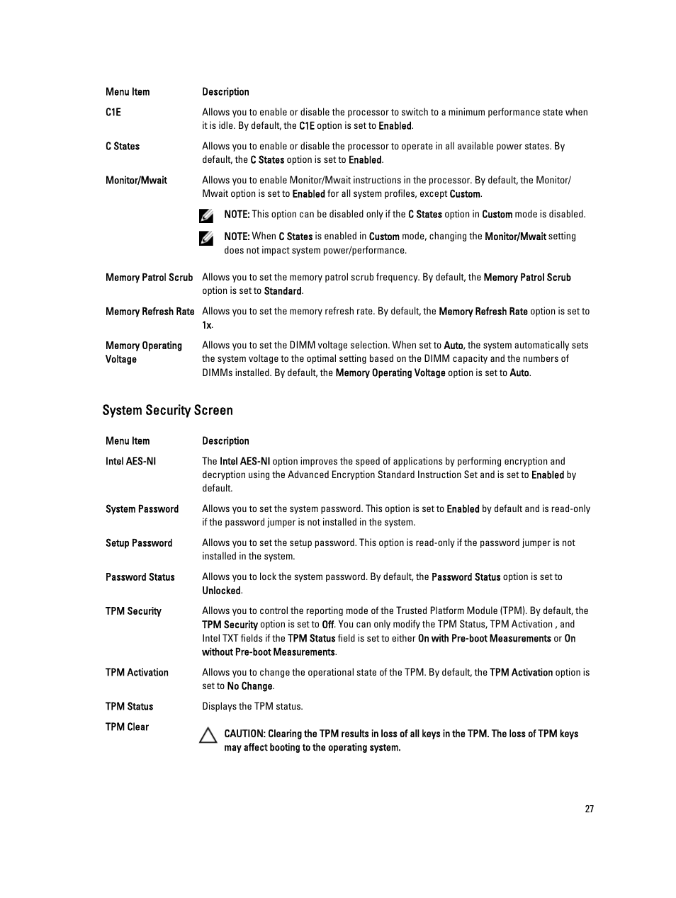 System security screen | Dell PowerVault DX6104 User Manual | Page 27 / 123