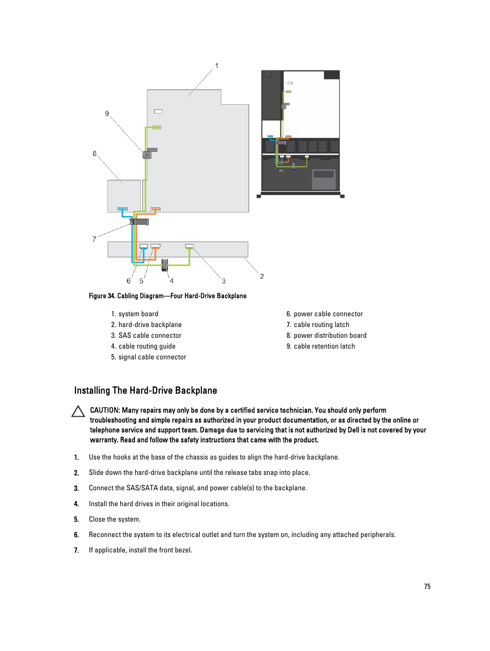 Installing the hard-drive backplane | Dell PowerVault DX6104 User Manual | Page 75 / 123