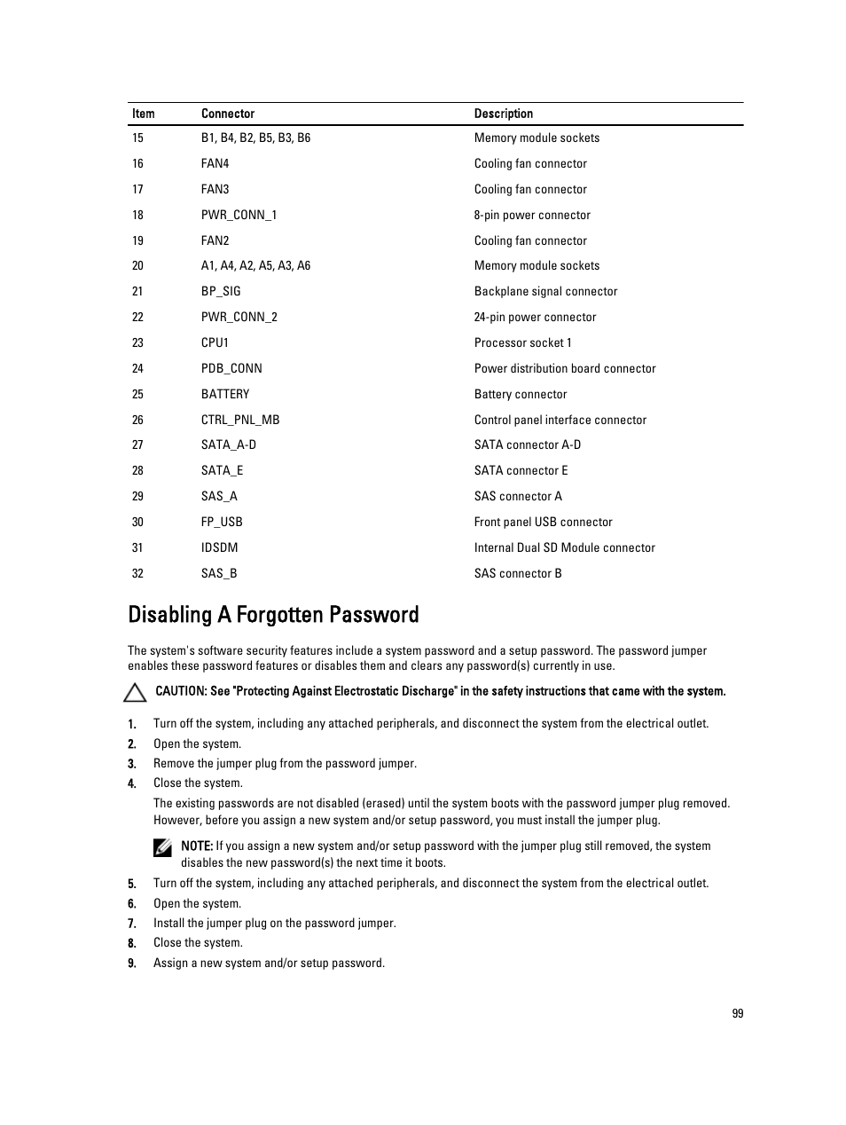 Disabling a forgotten password | Dell PowerVault DX6104 User Manual | Page 99 / 123