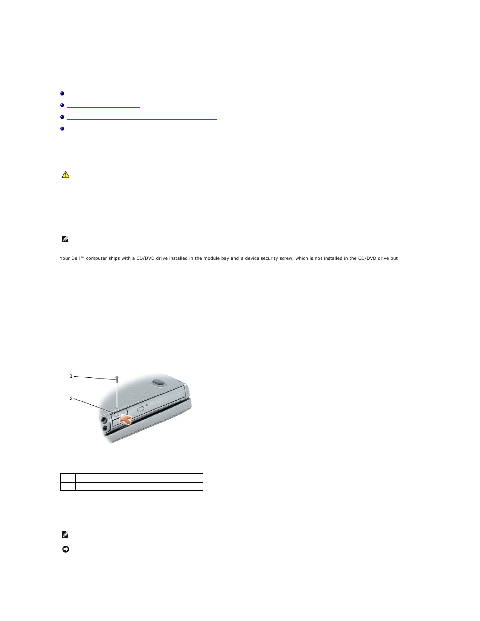 Using the module bay, About the module bay, About the device security screw | Removing the device security screw | Dell Latitude D810 User Manual | Page 16 / 117