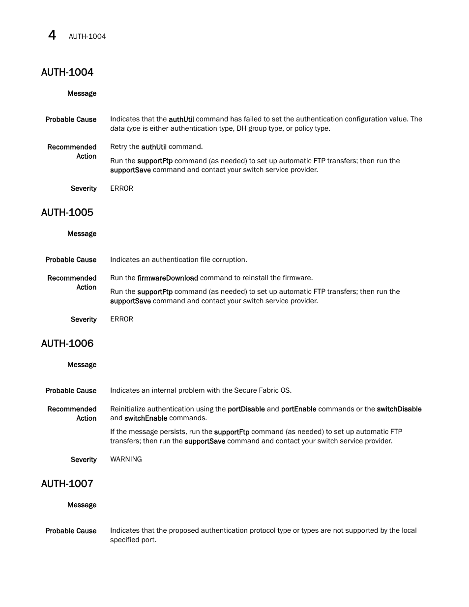 Auth-1004, Auth-1005, Auth-1006 | Auth-1007 | Dell POWEREDGE M1000E User Manual | Page 116 / 842