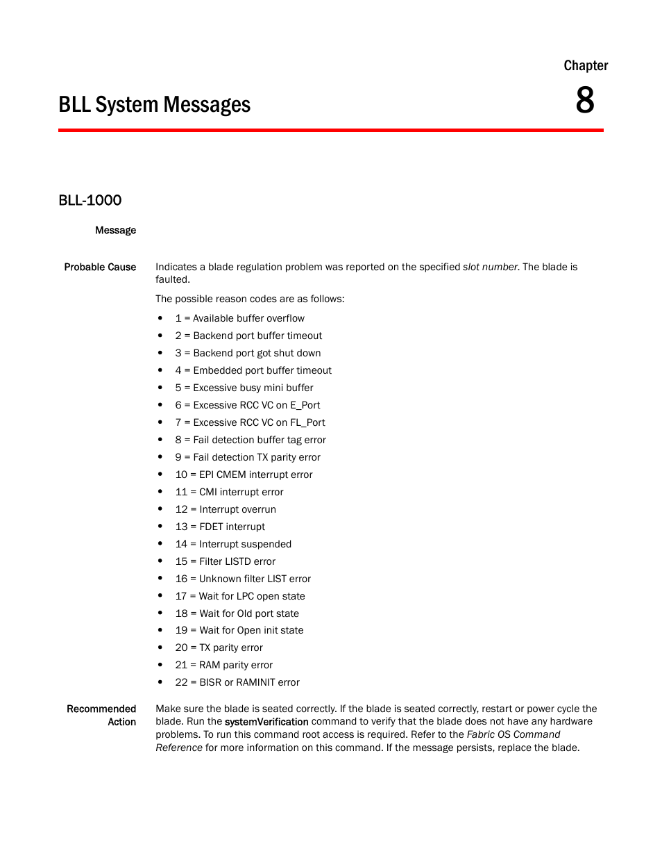 Bll system messages, Chapter 8, Bll-1000 | Chapter | Dell POWEREDGE M1000E User Manual | Page 149 / 842