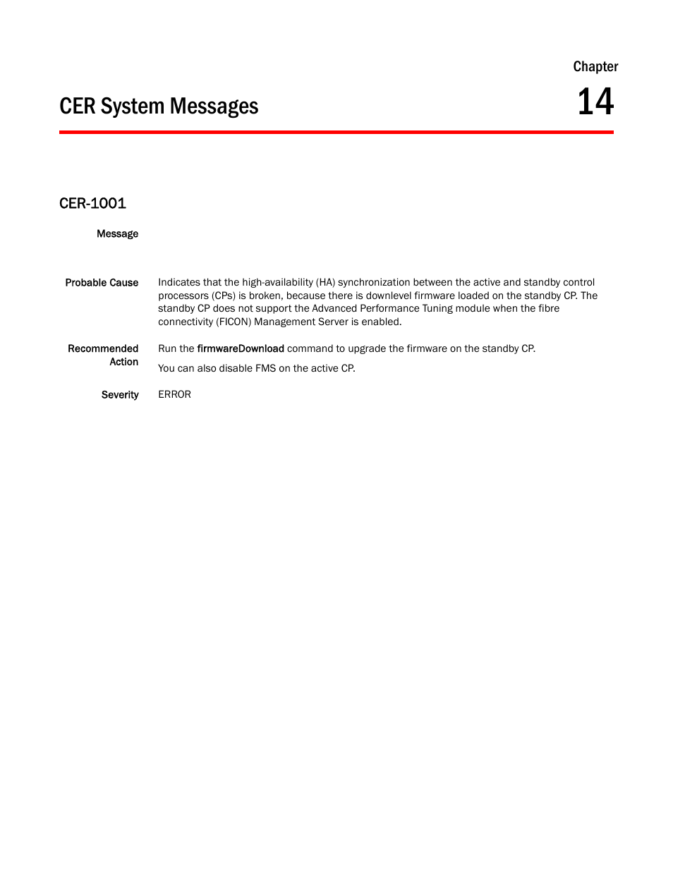Cer system messages, Chapter 14, Cer-1001 | Dell POWEREDGE M1000E User Manual | Page 169 / 842