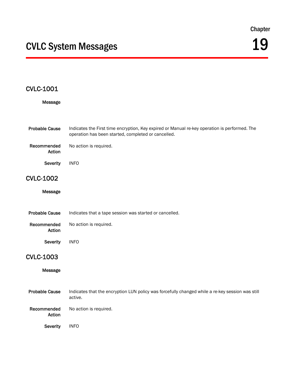 Cvlc system messages, Chapter 19, Cvlc-1001 | Cvlc-1002, Cvlc-1003, Chapter | Dell POWEREDGE M1000E User Manual | Page 199 / 842