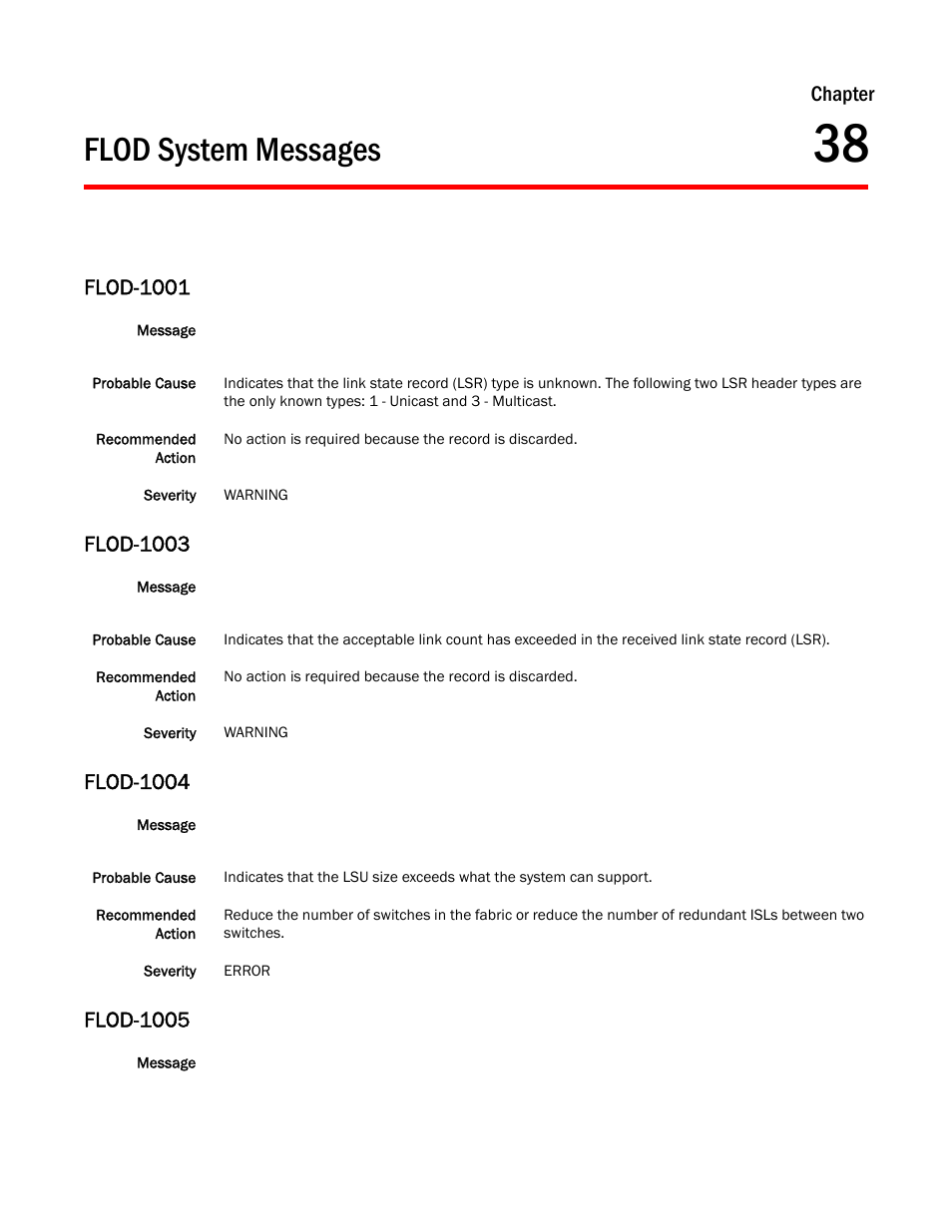 Flod system messages, Chapter 38, Flod-1001 | Flod-1003, Flod-1004, Flod-1005, Chapter | Dell POWEREDGE M1000E User Manual | Page 351 / 842