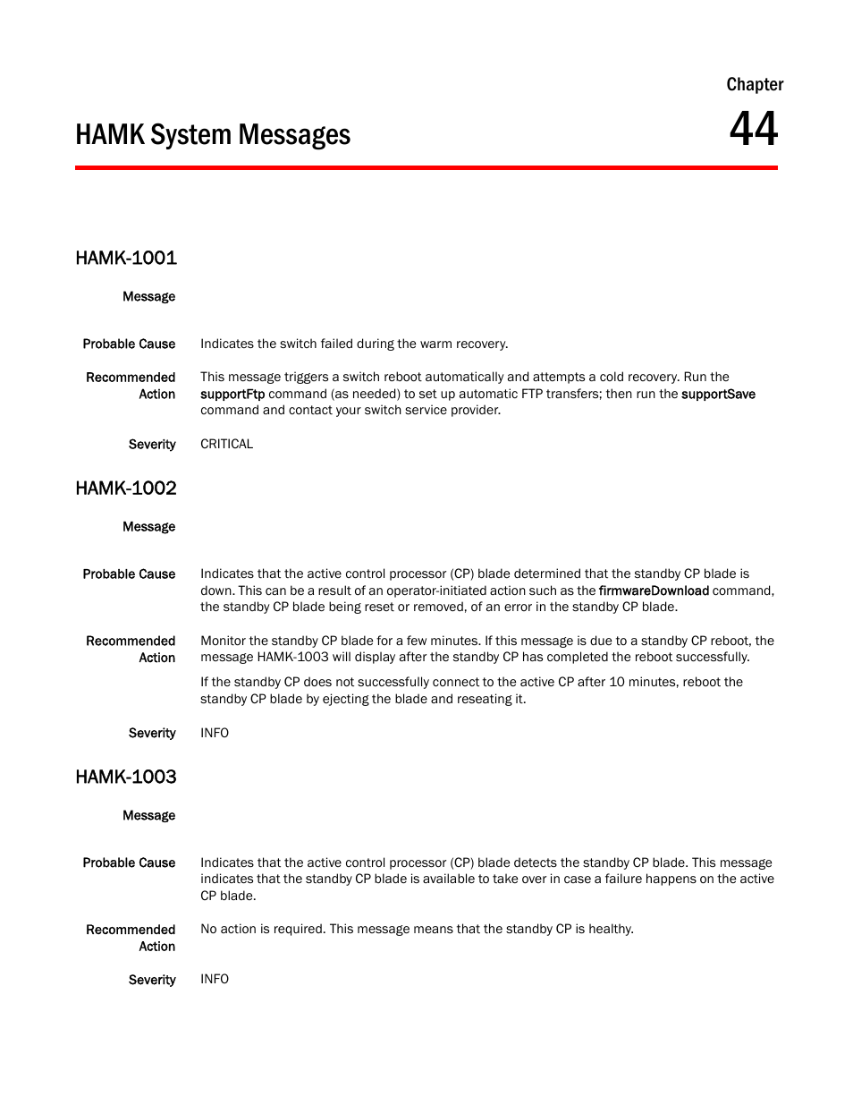 Hamk system messages, Chapter 44, Hamk-1001 | Hamk-1002, Hamk-1003, Chapter | Dell POWEREDGE M1000E User Manual | Page 443 / 842