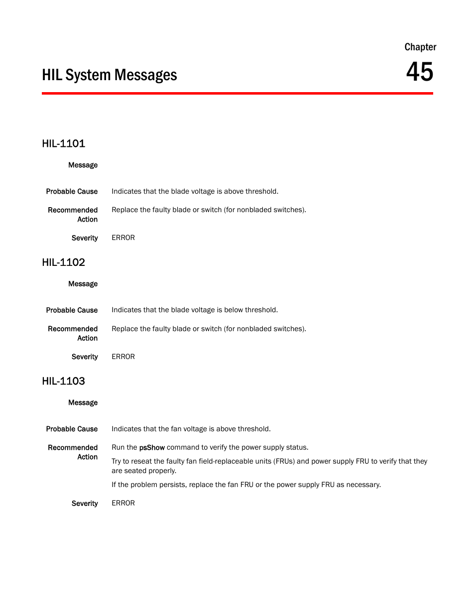 Hil system messages, Chapter 45, Hil-1101 | Hil-1102, Hil-1103, Chapter | Dell POWEREDGE M1000E User Manual | Page 445 / 842